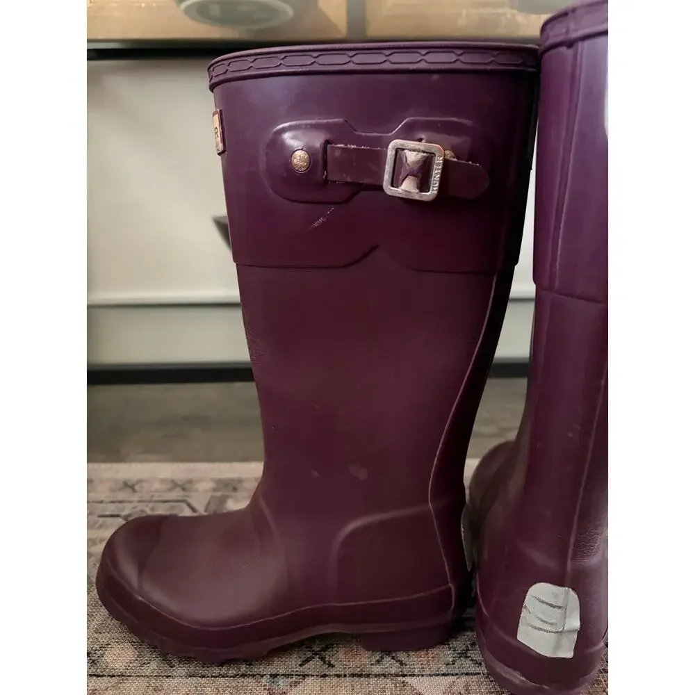 Hunter Original Kids Rain Boots Size US 2 Purple Tonal Contrast Tall Rubber